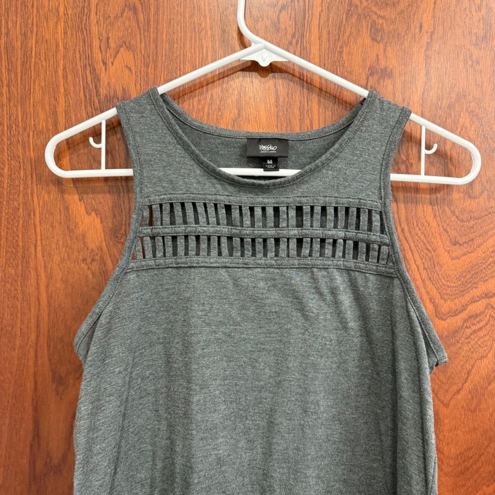 Mossimo Gray Tank Top Medium Sleeveless Cutout Casual Summer Comfy Activewear - Picture 2 of 7